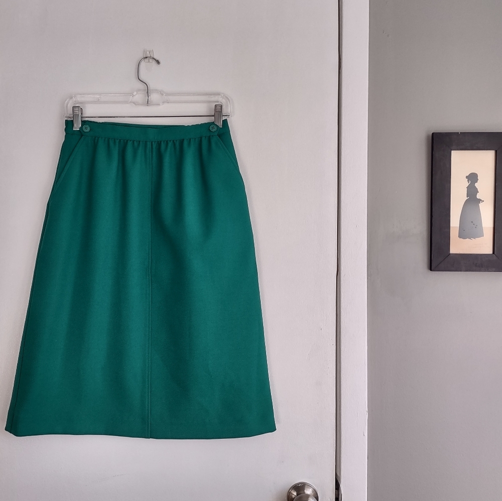Vintage Green 80s Leslie Fay Pencil Skirt